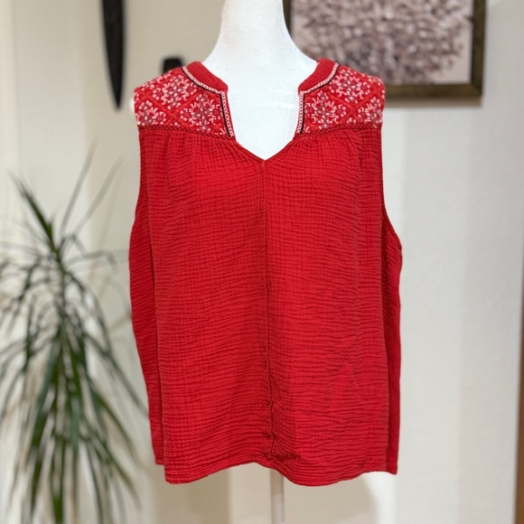 Knox Rose Women’s Sleeveless V-Notch Gauze Tank Top – Size XL - Picture 3 of 13